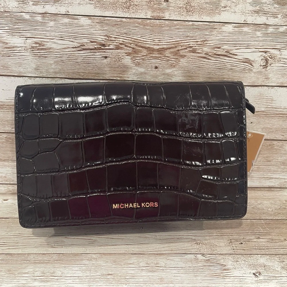 Michael Kors Glossy Black Croc Mini‎ Bag